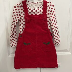 Red apple jumpsuit dress with undershirt
